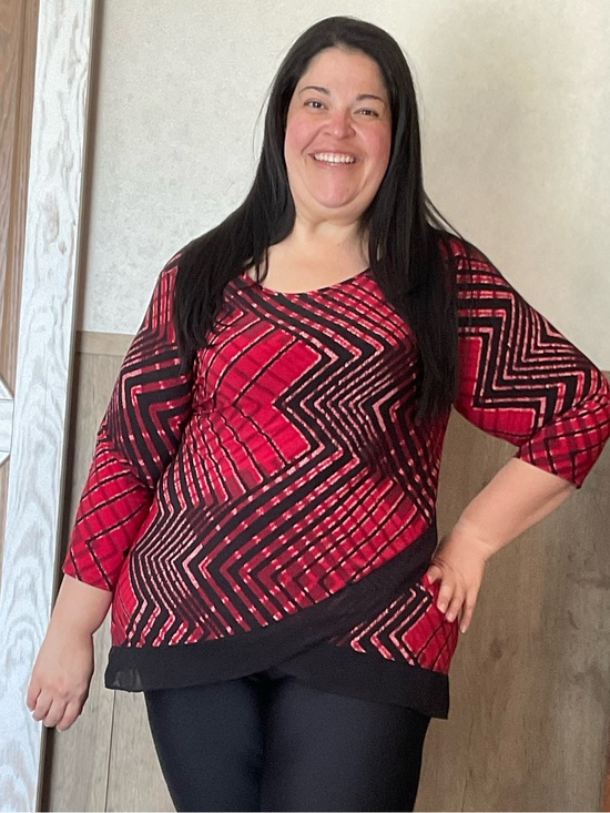 Cb Established 1962 Tops - CB Established 1962 Red Black Geometric Tunic Top 3/4 Sleeve Plus Size 1X